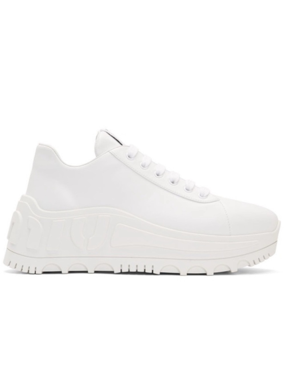 Miu Miu White Platform Leather Sneakers